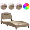 vidaXL Bed Frame "Viana" with LED without Mattress Cappuccino 35.4"x74.8"