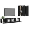 vidaXL TV Cabinet Set Set of 4 Black Engineered Wood TV Cabinet Set