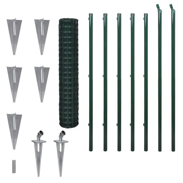 vidaXL Euro Fence Steel 32.8'x4.9' Green