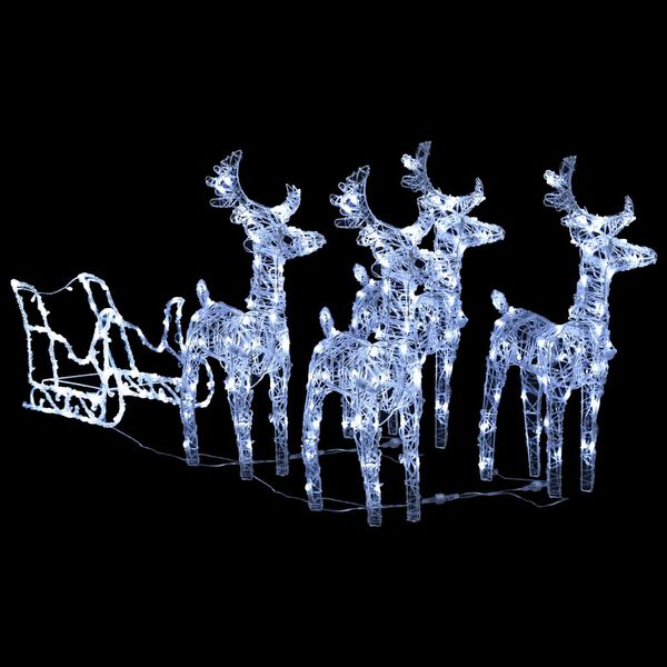 vidaXL Reindeer And Sleigh Christmas Decoration Cool White