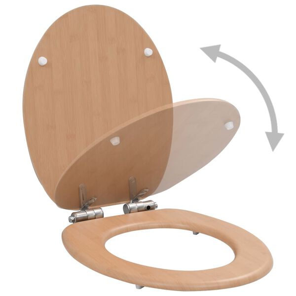 vidaXL WC Toilet Seats 2 pcs with Soft Close Lids MDF Bamboo Design (2x143926)