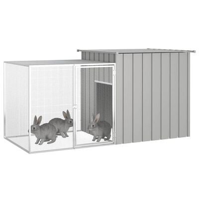 vidaXL Rabbit Cage Gray 78.7"x35.8"x39.4" Galvanized Steel