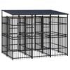 vidaXL Dog Kennel Black Powder-coated steel 59.5 sq ft Durable