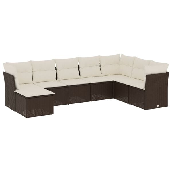 vidaXL Garden Sofa Set Brown, Cream White