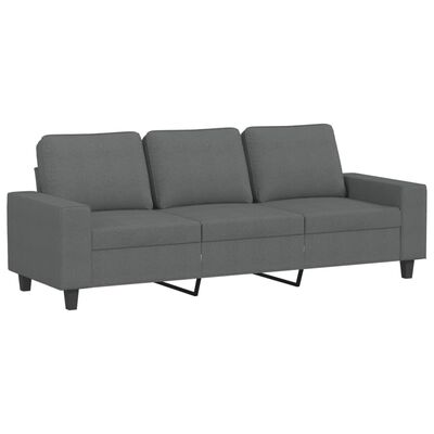 Grey 3-seat sofa with three back cushions and metal legs