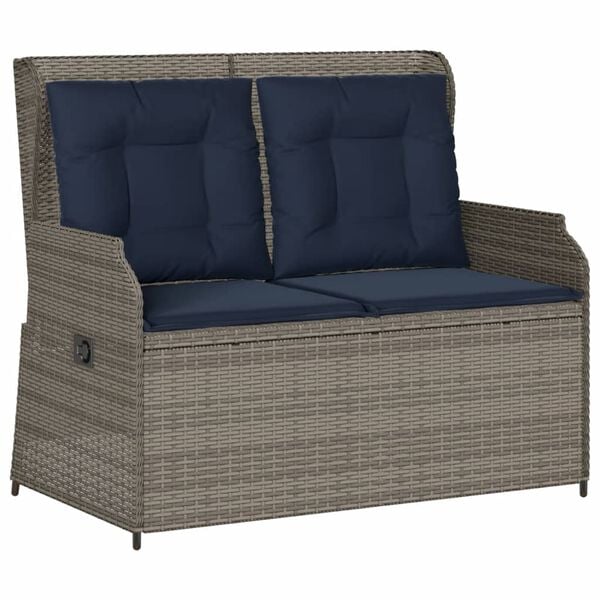 vidaXL Reclining Patio Bench Gray, Navy Blue