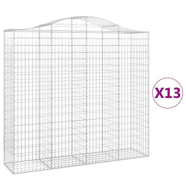 vidaXL Gabion Basket Set of 13 Silver Galvanized iron Large
