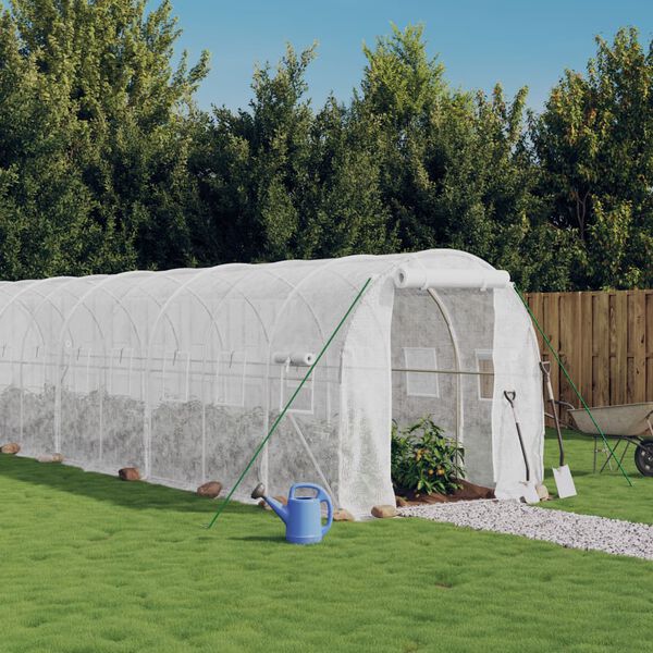 vidaXL Greenhouse White Polyethylene (PE), galvanized steel 129.2 sq ft
