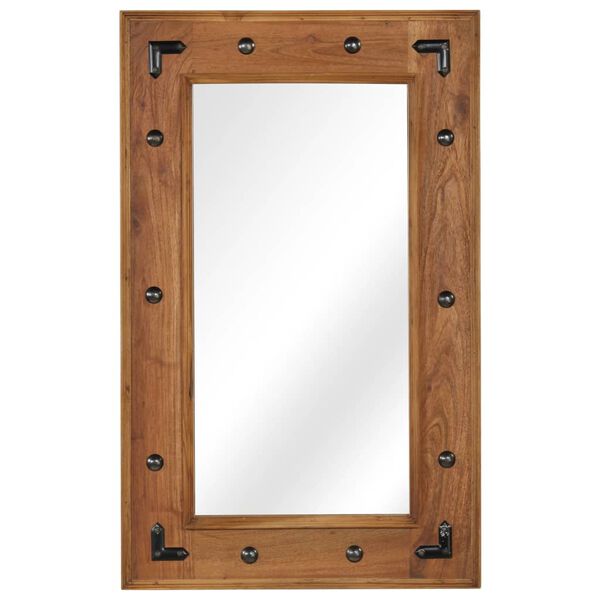 vidaXL Mirror Brown Solid Acacia wood Medium Decorative Inlays Mirror