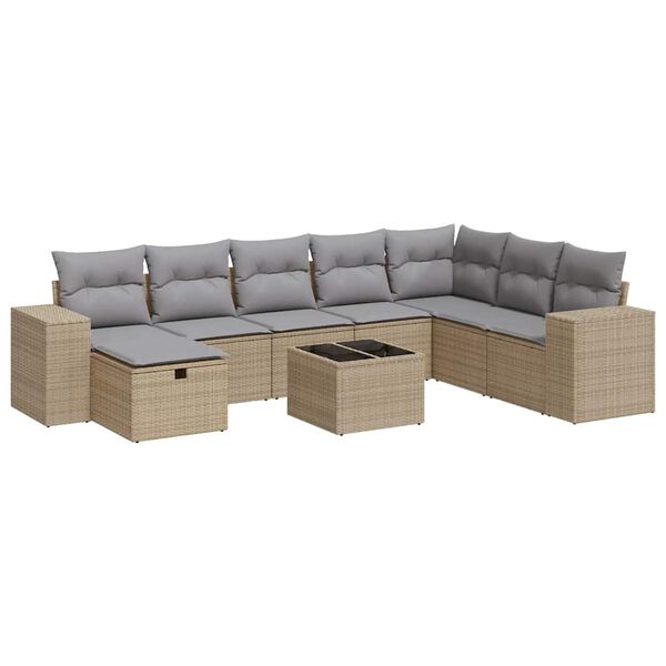 vidaXL Garden Sofa Set Beige, Light Grey