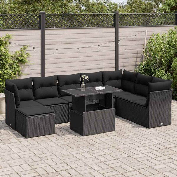 vidaXL Garden Sofa Set Black
