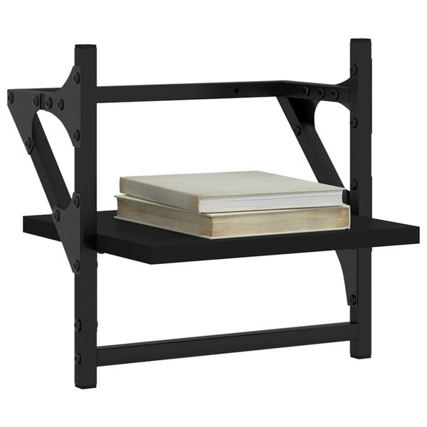 vidaXL Wall Shelf Set of 2 Black Engineered wood, metal 11.8x9.8x11.8 in