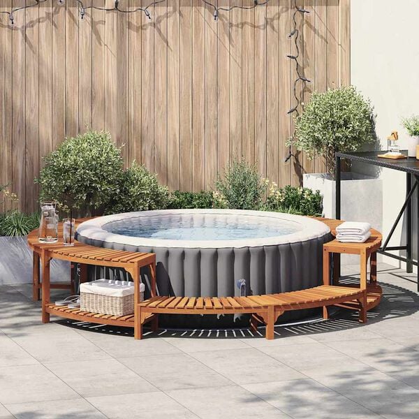 vidaXL Hot Tub Surround Brown &Oslash;108.27 x 21.85 in Solid Acacia Wood