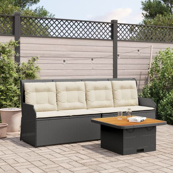 vidaXL Garden Lounge Set Black, Cream White