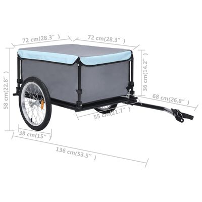 vidaXL Bike Cargo Trailer Black and Blue 143.3 lb