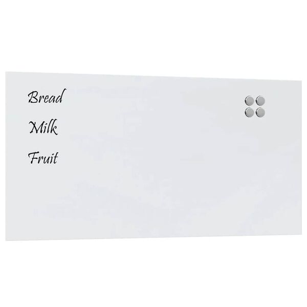 vidaXL Wall-mounted Magnetic Board White 39.4"x19.7" Tempered Glass