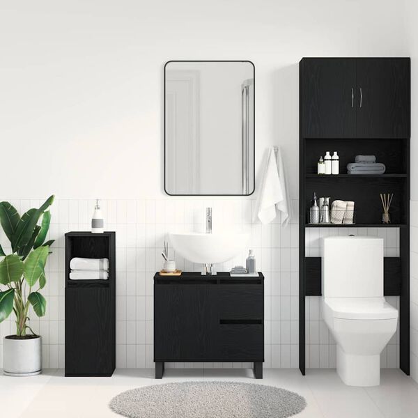 vidaXL Bathroom Sink Cabinet Black Oak 25.59 x 12.99 x 23.62 in