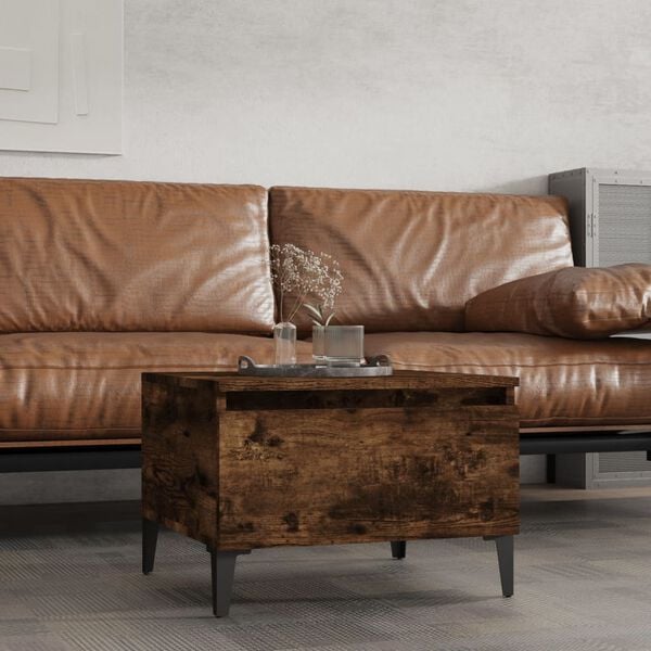 vidaXL Side Table Smoked Oak Engineered Wood 19.7 x 18.1 x 13.8 in