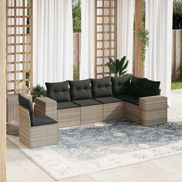vidaXL Garden Sofa Set Light grey, Dark grey for cushions
