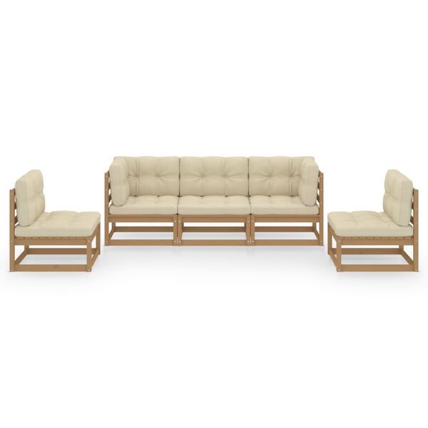 vidaXL Garden Lounge Set Honey brown, Cream