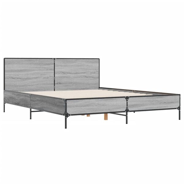 vidaXL Bed Frame without Mattress Grey Sonoma 135 x 74.8 "