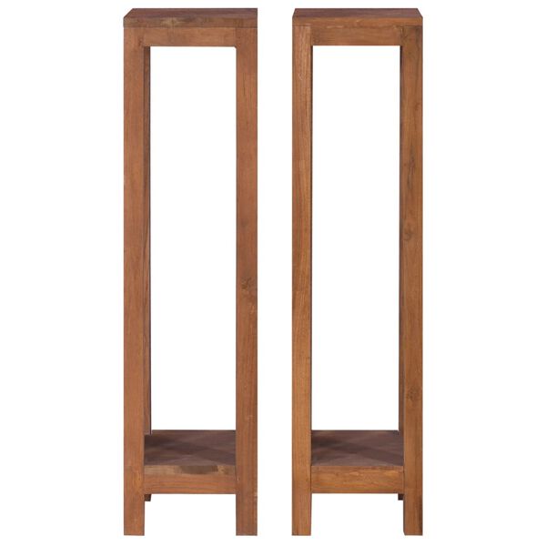 vidaXL Plant Stand Set of 2 Natural teak Solid teak wood Extra Tall