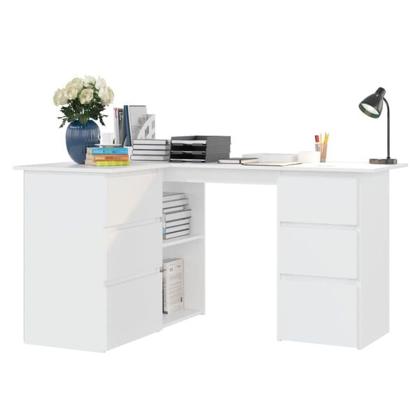 vidaXL Corner Desk White Engineered Wood Large Corner Desk Other