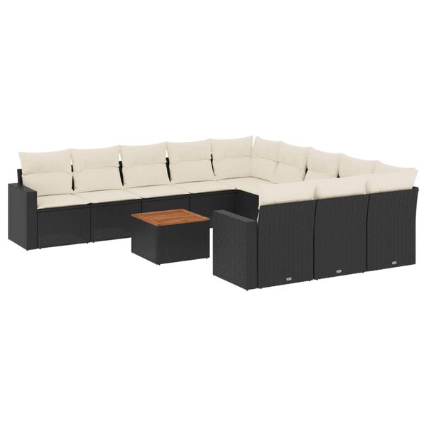 vidaXL Garden Sofa Set Set of 12 Black, Cream White