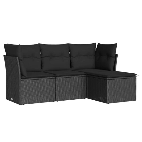 vidaXL Garden Sofa Set Black PE rattan Large Adjustable Feet