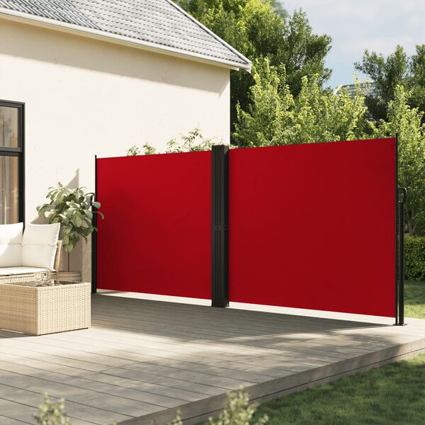 vidaXL Retractable Side Awning Red 100% polyester with PU coating