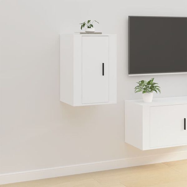 vidaXL Wall Mounted TV Cabinet Set of 2 White Engineered wood Medium