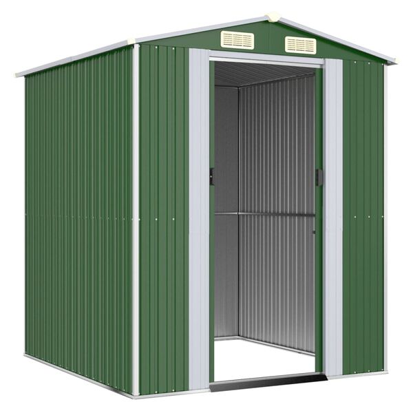 vidaXL Garden Shed Green Galvanized Steel Large Garden Shed
