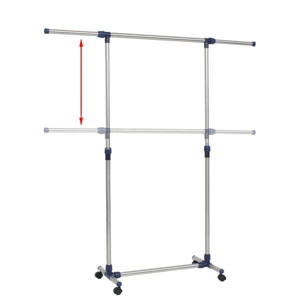 vidaXL Clothes Rack Silver Stainless Steel Adjustable Height-Adjustable
