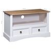 vidaXL TV Cabinet White body and brown top Solid Pine wood TV Cabinet