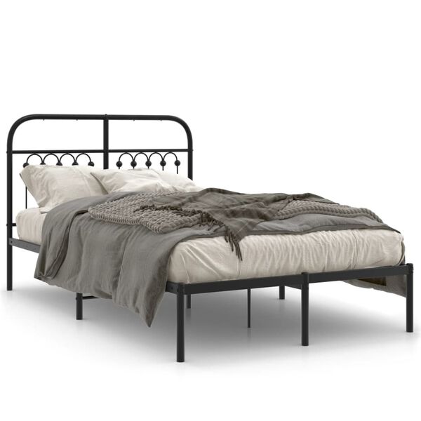 vidaXL Bed Frame Black Steel Full Bed Frame Rectangular Modern
