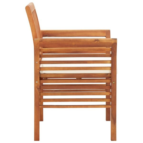 vidaXL Dining Chair Brown frame and cream cushion Solid acacia wood