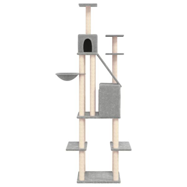 vidaXL Cat Tree Light grey Engineered wood, plush, sisal Large Cat Tree