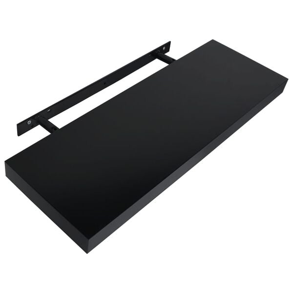 vidaXL Wall Mounted Shelf Set of 2 Black MDF 23.6 in x 7.9 in x 1.5 in