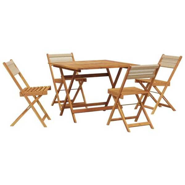 vidaXL Garden Dining Set Beige Solid Acacia Wood, Polypropylene