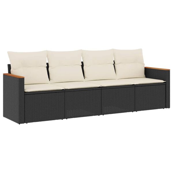 vidaXL Garden Sofa Set Black, Cream White