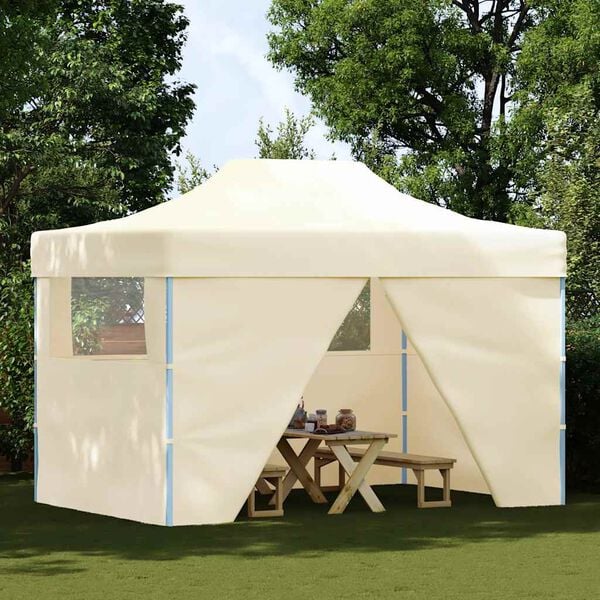 vidaXL Foldable Tent Pop-Up with 4 Side Walls 9.8'x14.8' Cream White
