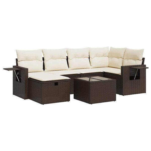 vidaXL Garden Sofa Set Brown, Cream White