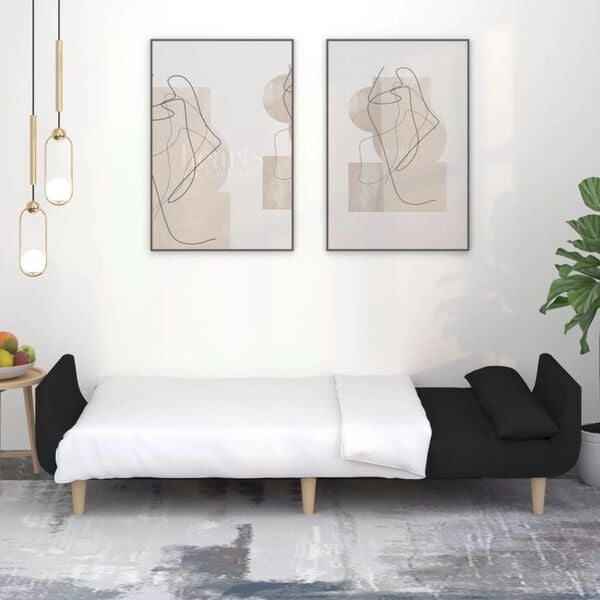 vidaXL Sofa Bed Black 100% polyester, wood, foam 2-Seater