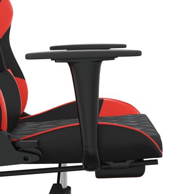 vidaXL Massage Gaming Chair with Footrest Black&Red Faux Leather