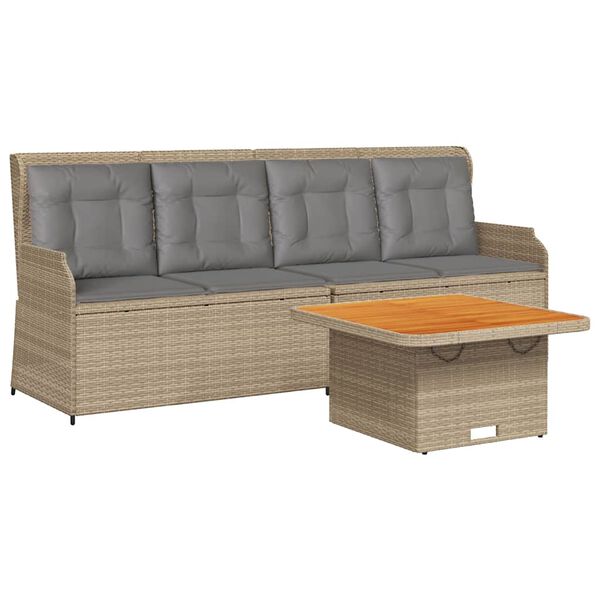 vidaXL Patio Lounge Set Beige and brown with light grey cushions PE rattan
