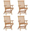 vidaXL Patio Chair Set of 4 Taupe Solid Teak Wood