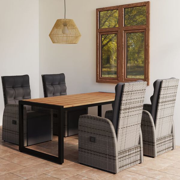 vidaXL 5 Piece Patio Dining Set Gray