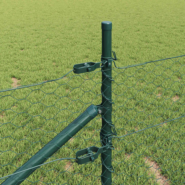vidaXL Fence Post Green 82.02 x 1.31 ft (1.42 in mesh) Steel and PVC