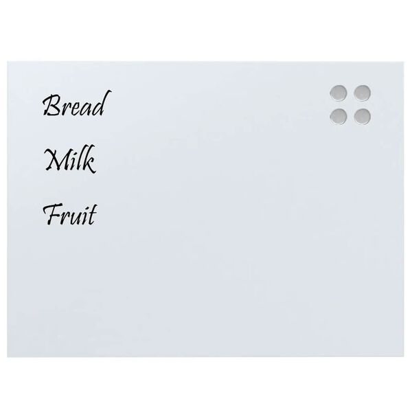 vidaXL Wall-mounted Magnetic Board White 31.5"x23.6" Tempered Glass
