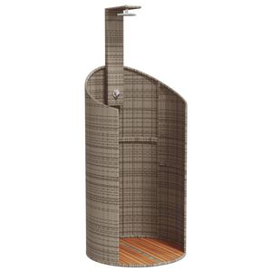 vidaXL Outdoor Shower Grey PE rattan, powder-coated steel, solid acacia wood